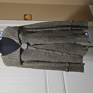 Parkhurst Olive Green Chunky Knit Cardigan Sweater Size XL